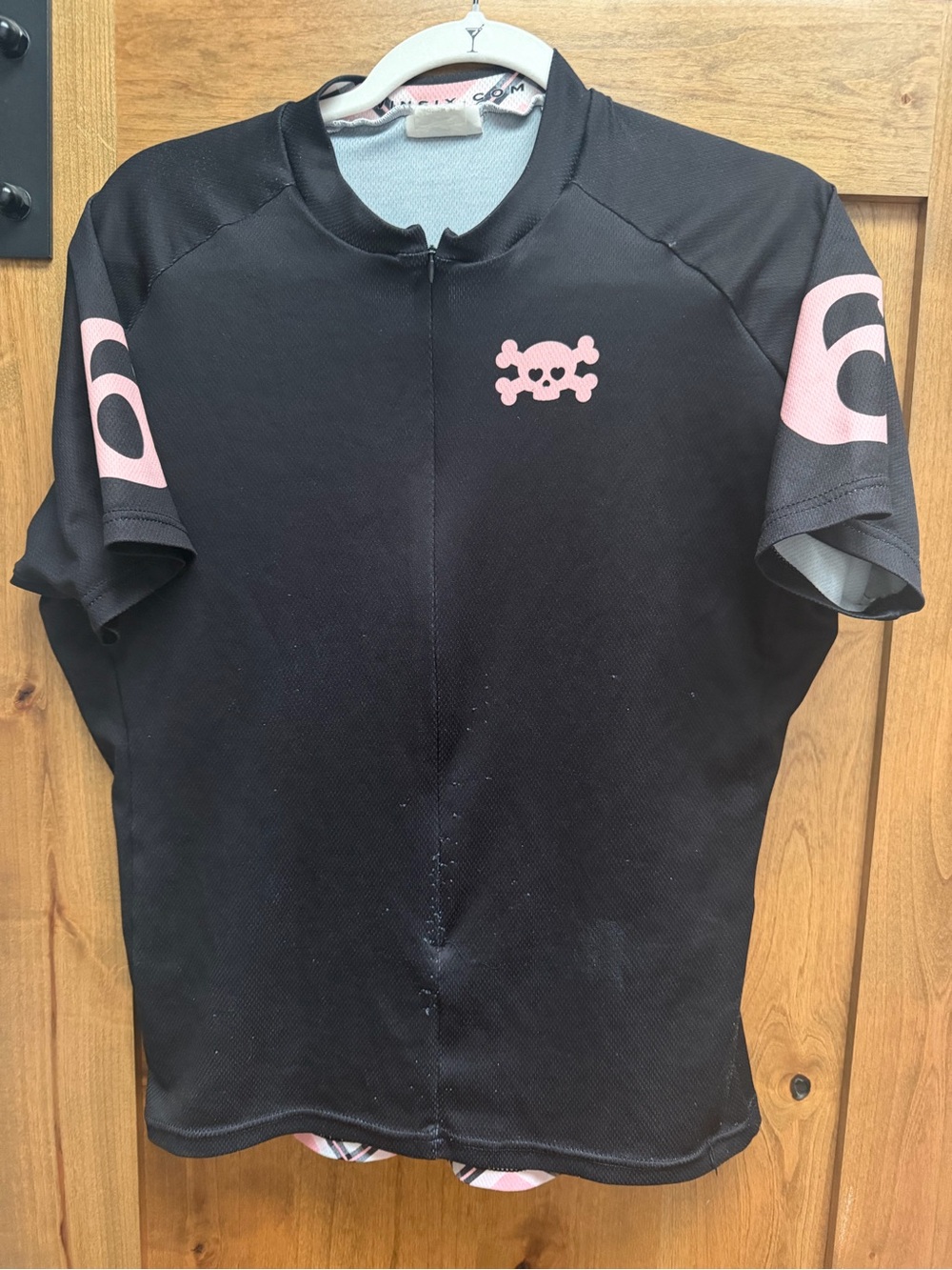 Twin Six Cycling Jersey with Pink Skull and Plaid accents